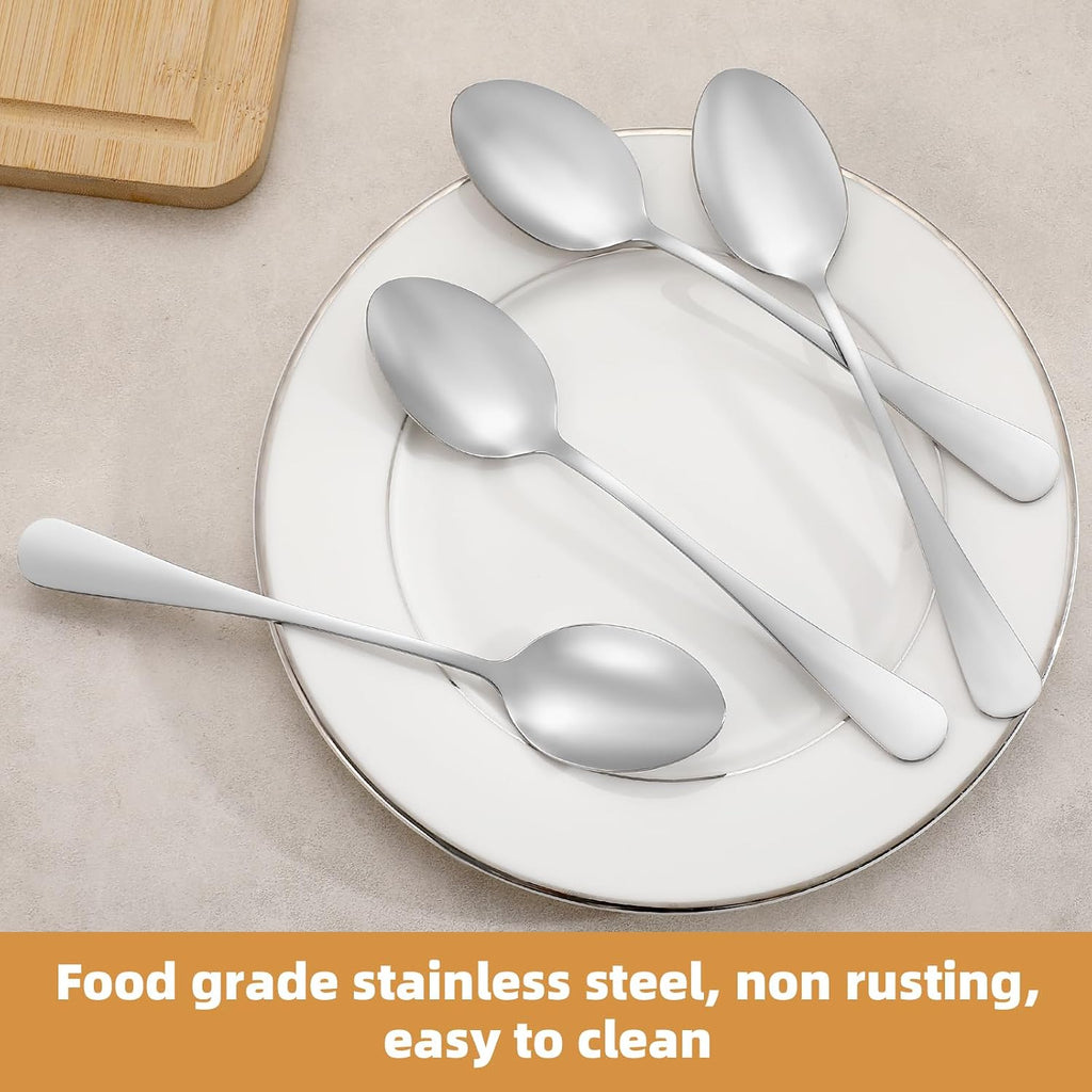 12 Pcs Dinner Spoons Set, Food-Grade Stainless Steel Tablespoons, Durable Metal Table Spoon, Cutlery Soup Spoons Silverware for Home, Kitchen or Restaurant, Mirror Polished, Dishwasher Safe - 7 Inch