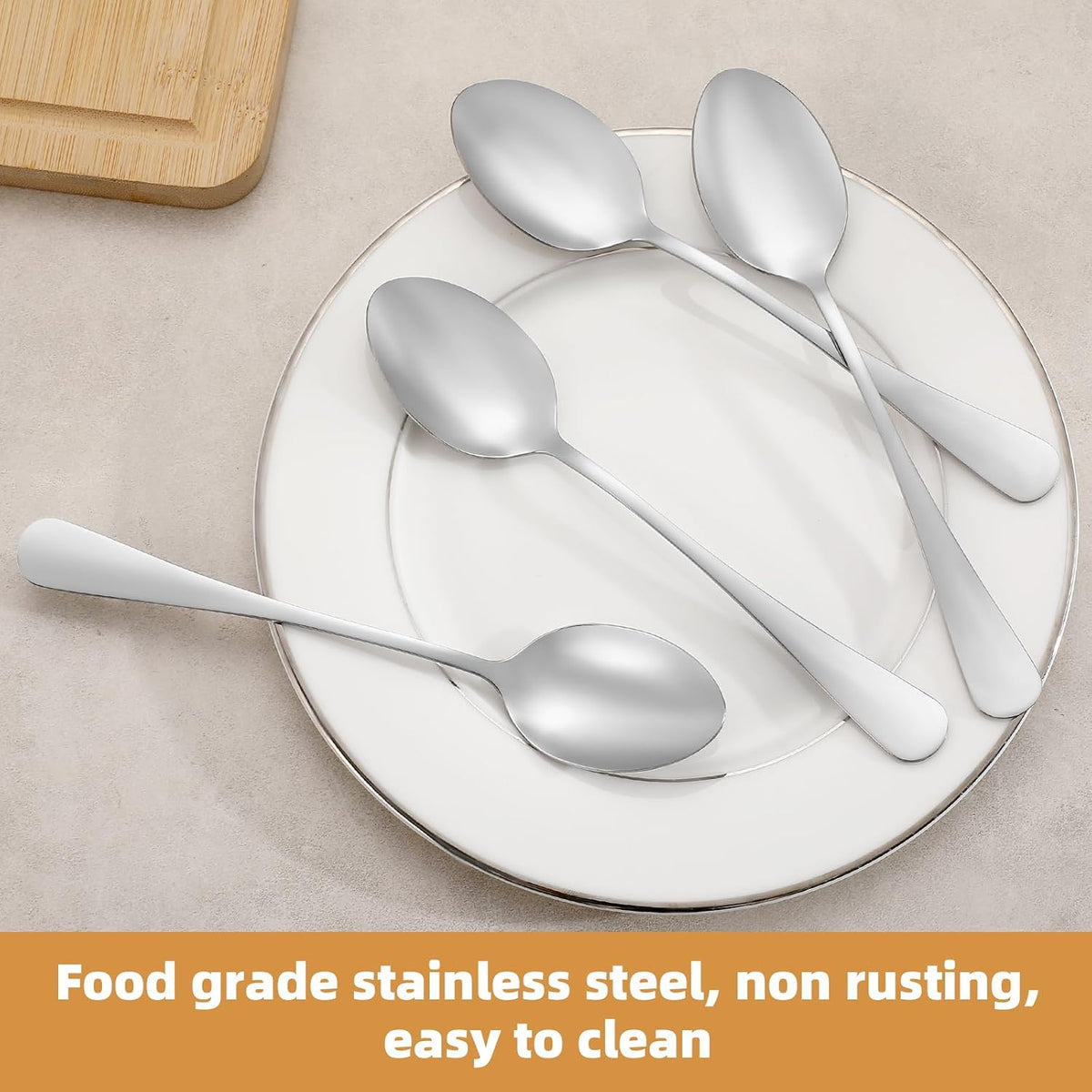 12 Pcs Dinner Spoons Set, Food-Grade Stainless Steel Tablespoons, Durable Metal Table Spoon, Cutlery Soup Spoons Silverware for Home, Kitchen or Restaurant, Mirror Polished, Dishwasher Safe - 7 Inch