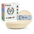 Deep Dinner Plates Set of 8 Alternative for Plastic Plates Microwave and Dishwasher Safe Wheat Straw Plates for Kitchen Unbreakable Kids Plate Set with 4 Colors (Classic Bright, 9 inch)
