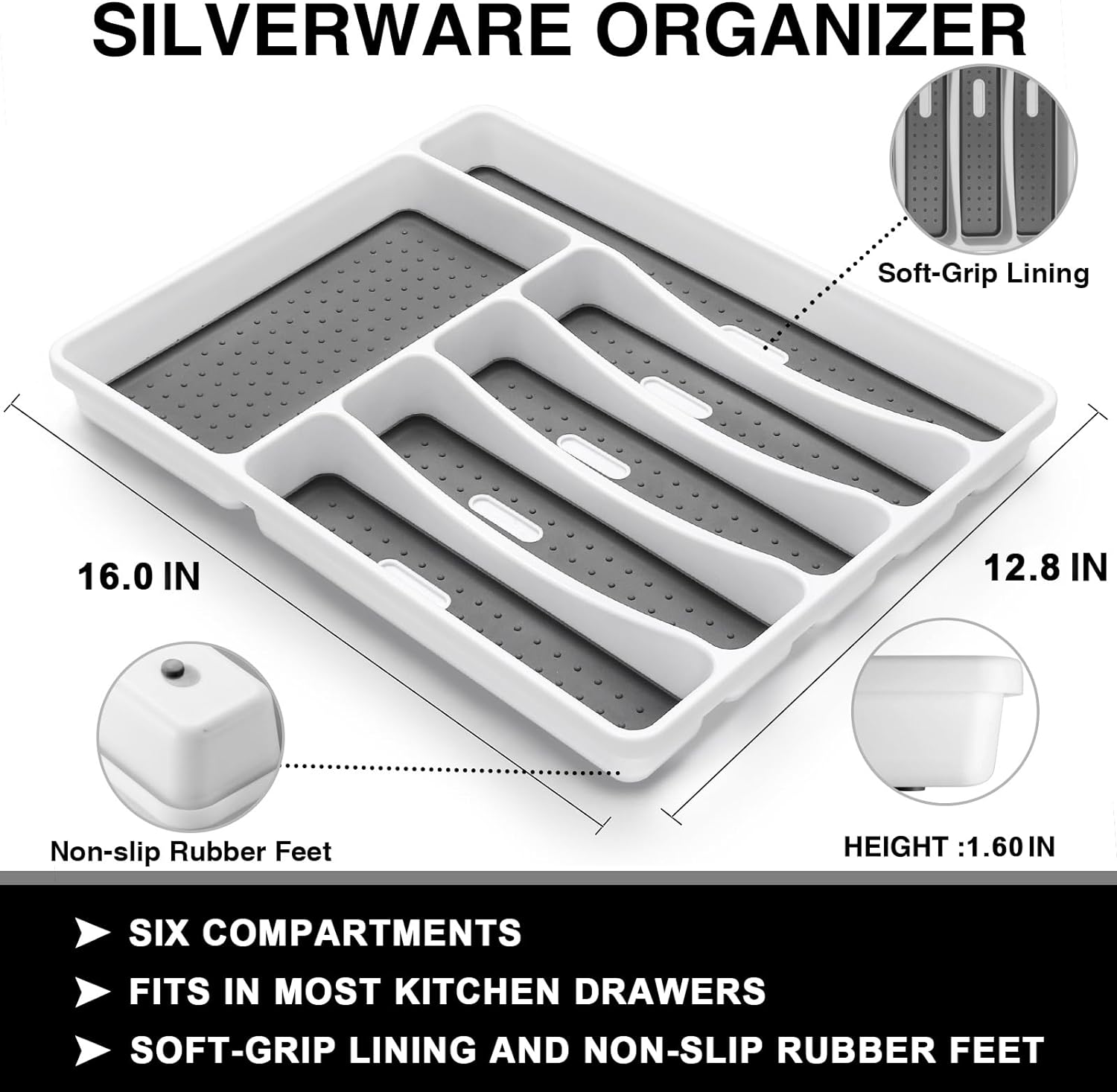 49-Piece Black Silverware Set with Organizer, Food-Grade Stainless Steel Black Flatware for 8, Cutlery Utensil Sets with Steak Knives, Rust-proof, Mirror Polished, Dishwasher Safe, Tree Pattern