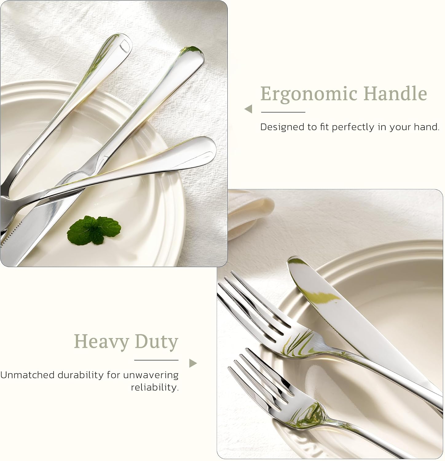 Astercook 25-Pieces Silverware Set with Steak Knives, Tableware Set for 4 - Great Food-Grade Stainless Steel Flatware Set, Mirror-Polished Dining Utensil Set Perfect for Home & Restaurant