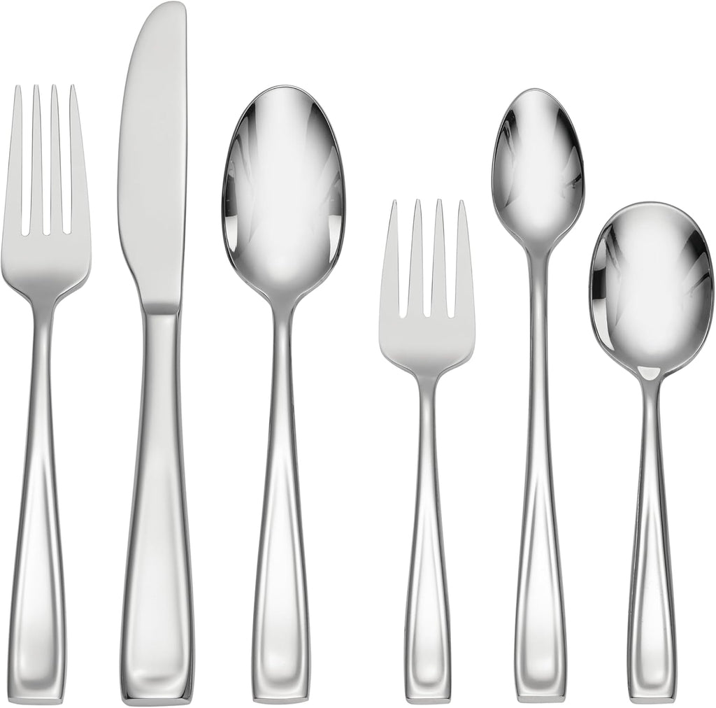 Oneida Moda Soup Spoons Silverware Set for 4, Flatware | mirror finish, dishwasher safe | great for soup, cutlery set, utensil set, rust resistant, kitchen essentials