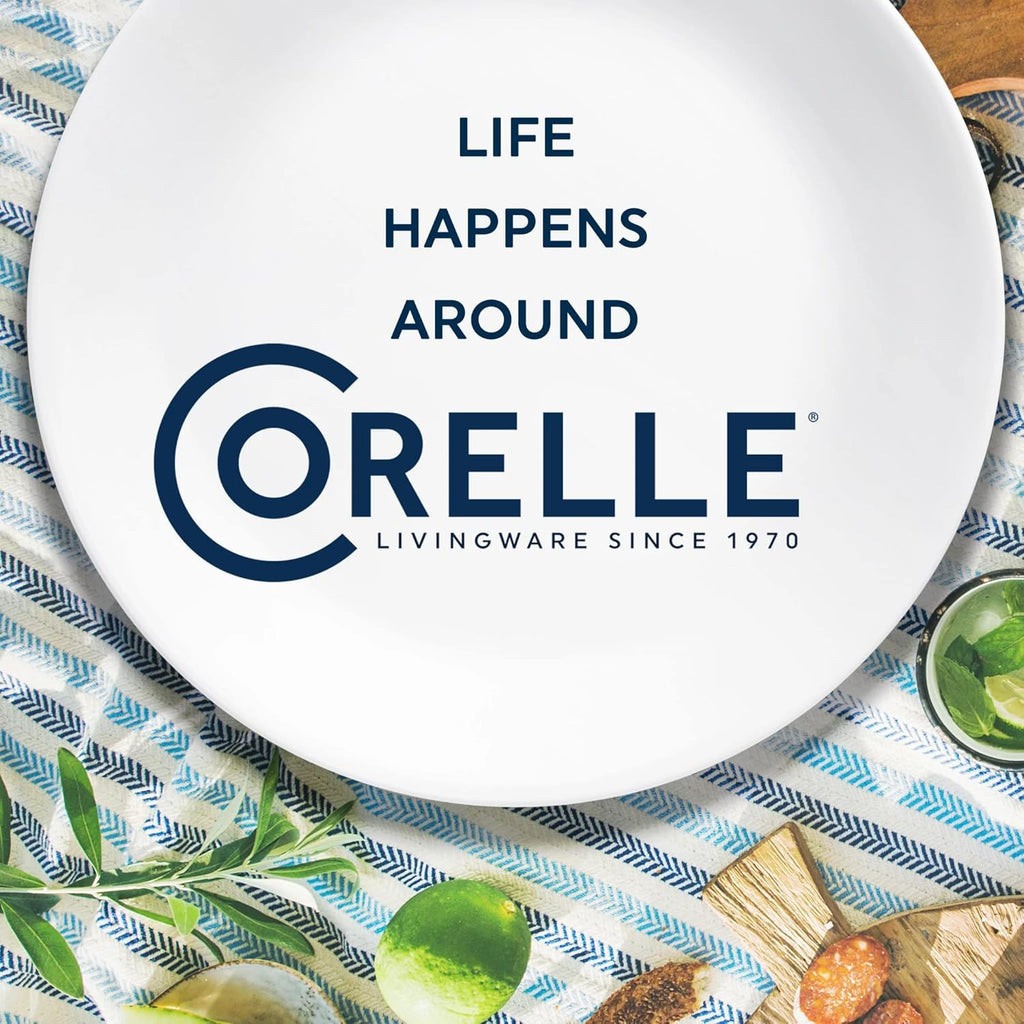 Corelle White Winter Frost Glass Dinner Plates Chip & Crack Resistant Glass Dinnerware Set Plates, 10-1/4" Dia. (Pack of 6 Plates)