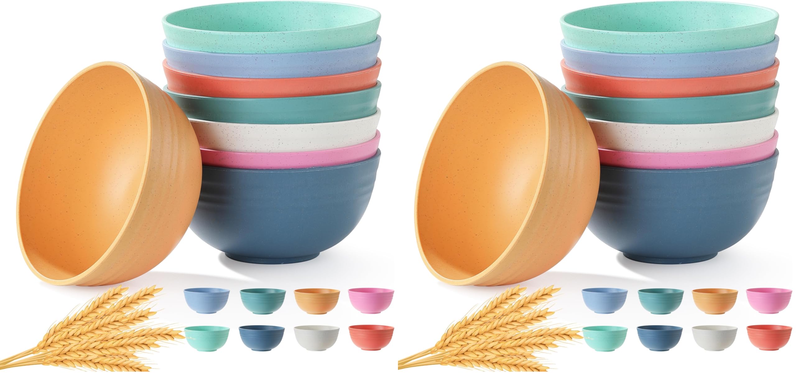 8PCS Cereal Bowl, Ohola Unbreakable Wheat Straw Cereal Bowls, Microwave & Dishwasher Safe Kitchen Bowls for Cereal, Snack, Soup, Salad and Rice, MultiColors, BPA Free, 26oz (Ser of 8)