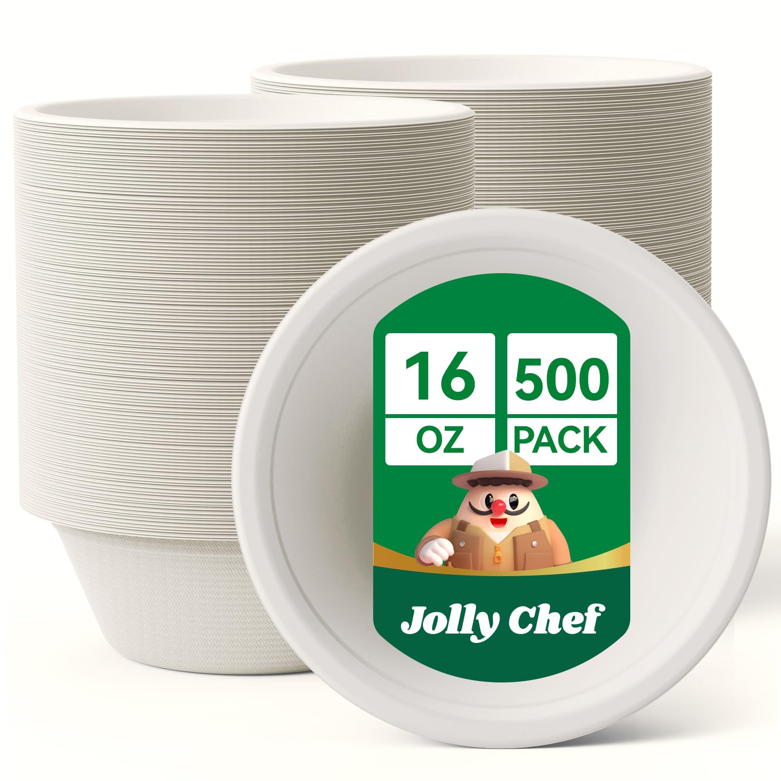 Compostable Disposable Paper Bowl [16 oz] Heavy Duty Soup Containers [150 Pack] Biodegradable Bagasse Hot Cold Food Eco-Friendly Sugarcane Microwavable Bowls for Salad Milk Thanksgiving Day