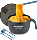 Layron Large Ramen Bowl, Ramen Noodle Bowls Microwavable 45 oz, Ramen Cooker, Microwave Pasta Cooker, Ramen Bowl Microwave Gift for College Male Female Dorm Room (black)