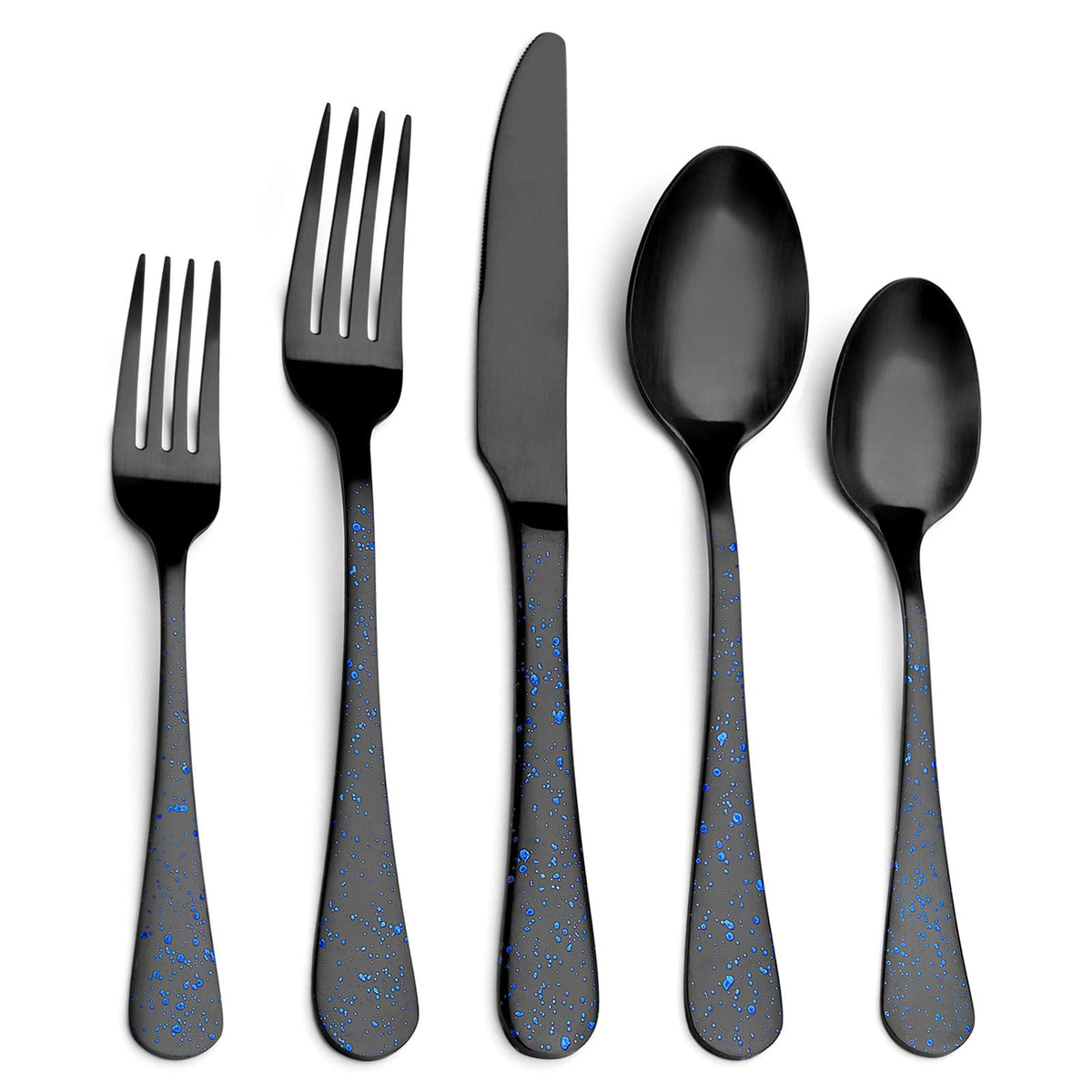 O.C.E. Matte Black Silverware Set, Stainless Steel Flatware Set, 20-Piece Tableware Cutlery Set Service for 4, Satin Finish Tableware Utensils Set, Dishwasher Safe (Starry Pink)