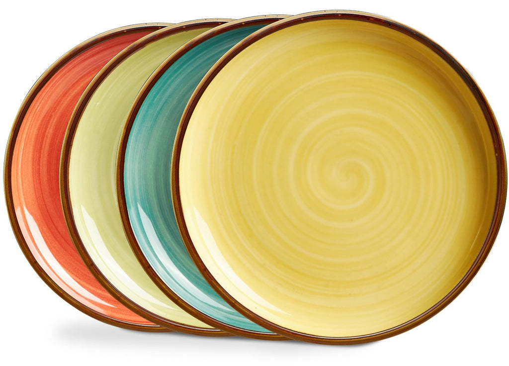 ONEMORE Porcelain Plates Set 10.5 inch Large Dinner Plates for Salad Dessert Ceramic Serving Plate Set of 4, Microwave and Dishwasher Safe