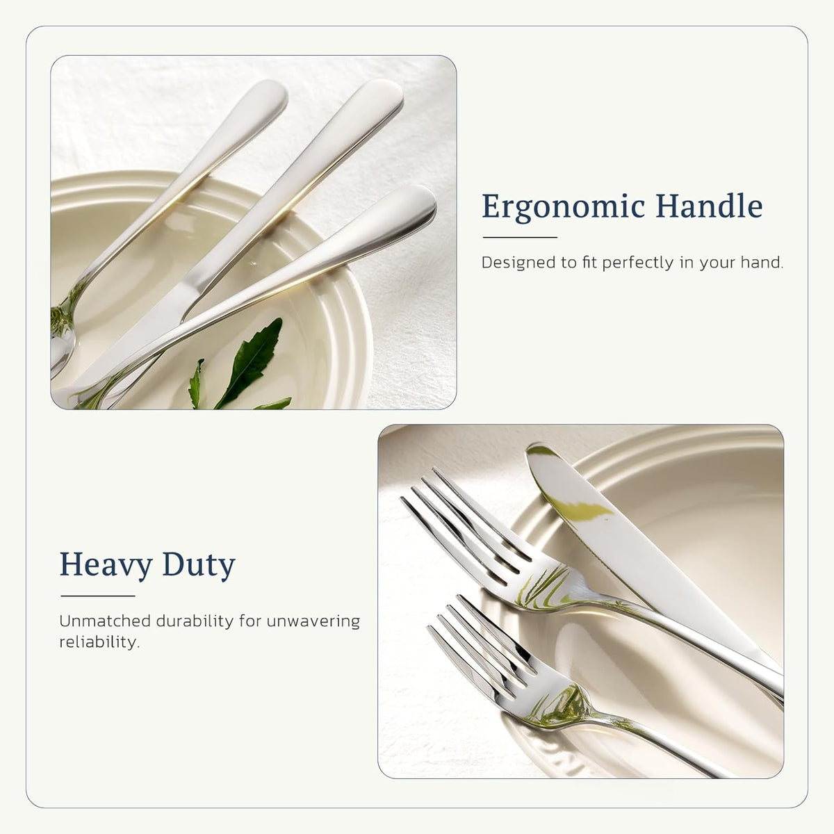 Astercook Silverware Set 48-Piece Flatware with Steak Knives Food-Grade Stainless Steel Cutlery for 8 Mirror Polished Utensils Set Include Spoons and Forks for Home Kitchen Restaurant