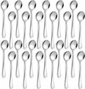 Hunnycook 24-Piece Soup Spoons - Round Spoon, 6.9 Inch Stainless Steel Korean Spoons for Soup, Cereal, Dessert, Dishwasher Safe & Line Pattern