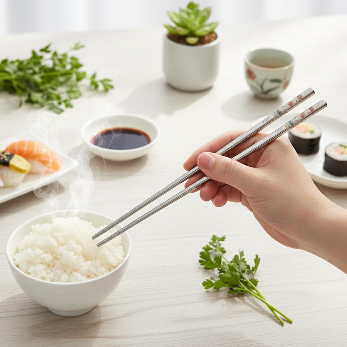 Travel Utensils Stainless Steel Fork Spoon and Chopsticks Set Korean Utensil Sets Reusable Utensils Set with Case Dishwasher Safe for Camping and Office