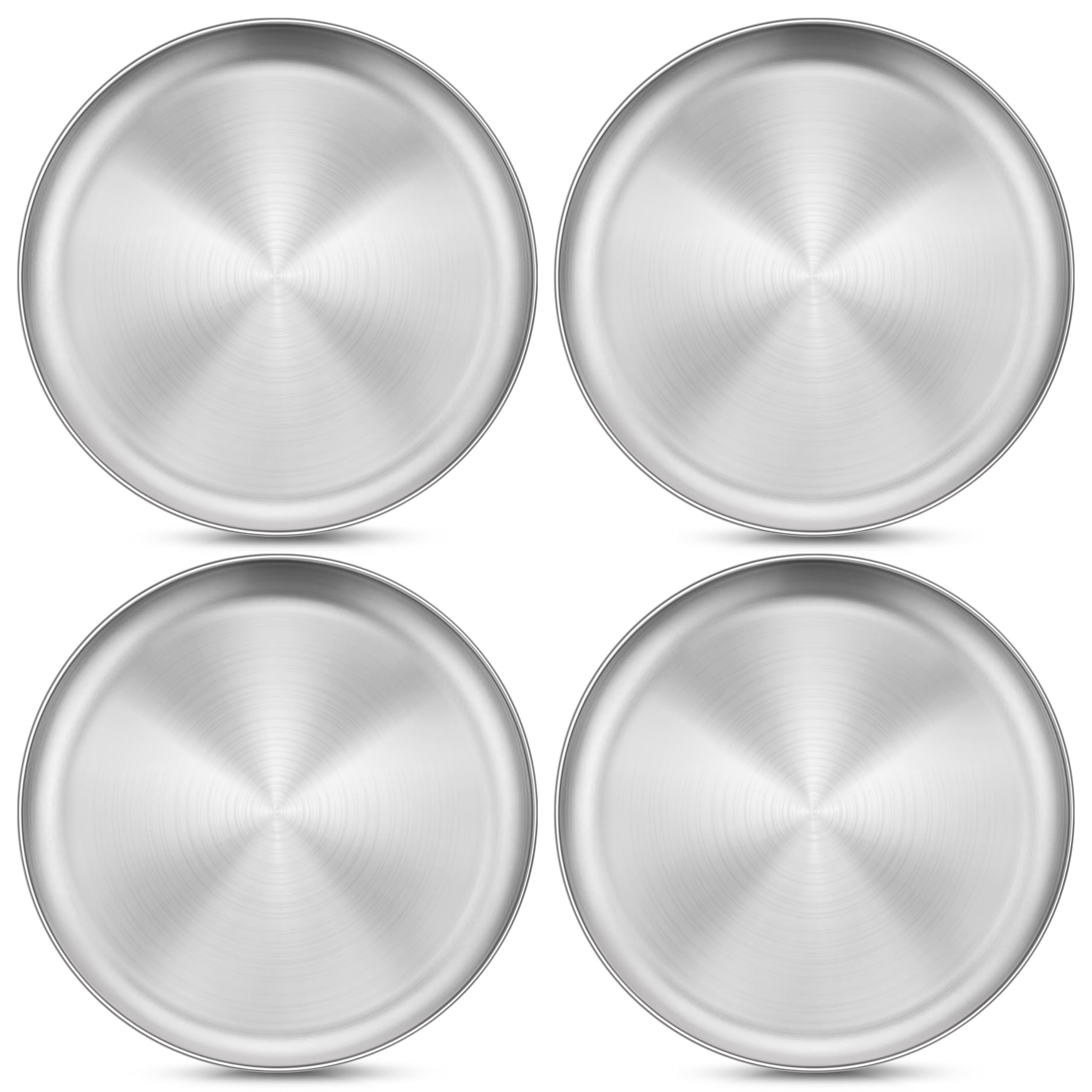 Homikit 6 Pack Stainless Steel Plate Set, 10.2 Inch Metal Dinner Plates for Kids Children Adult, Round Camping Plates for Serving Dishes Dessert Salad, Reusable & Unbreakable, Dishwasher Safe