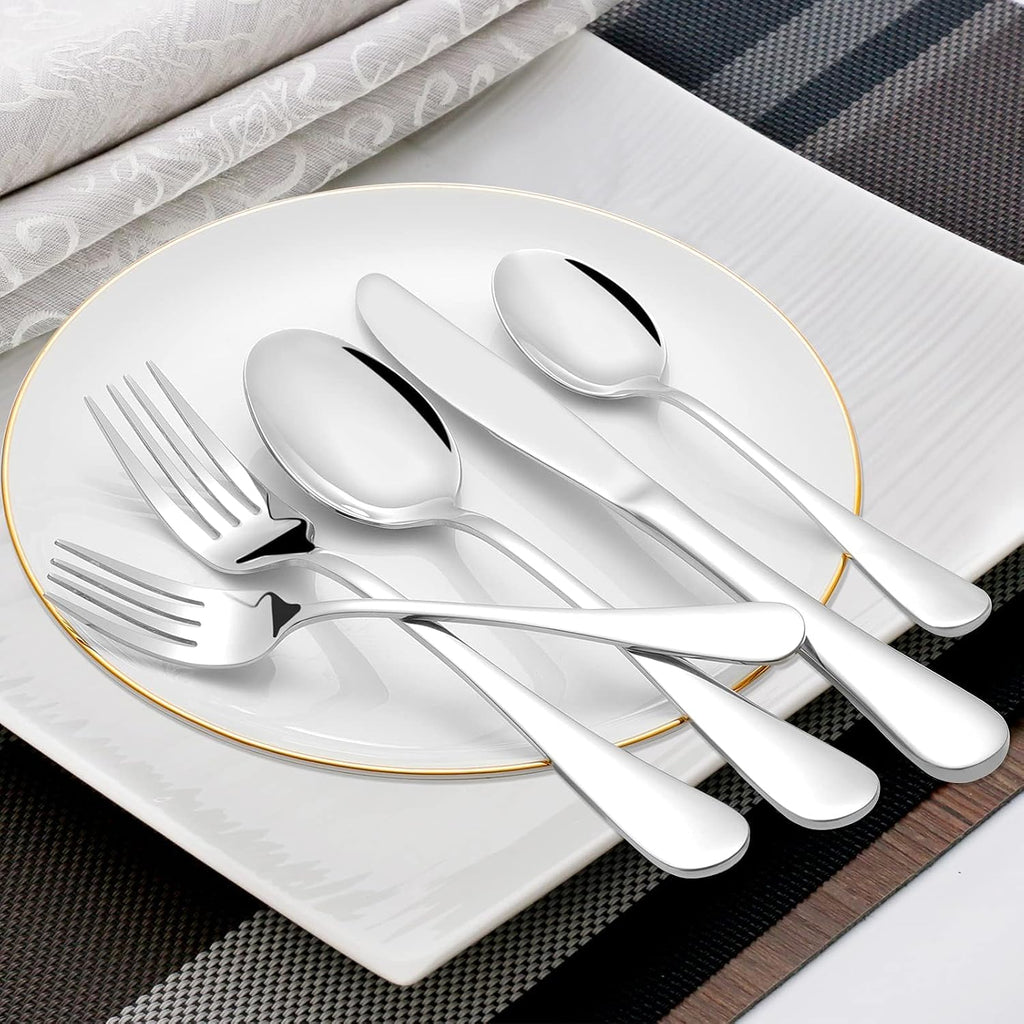 NICE KITCHEN Silverware Set, 40 Piece Stainless Steel Cutlery Sets for 8 | Heavy Duty Flatware, Mirror Polished Forks Spoons and Knives Set, Reusable Utensils for Home Kitchen, Dishwasher Safe