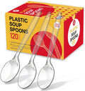 Plastic Soup Spoons, Heavy Duty Disposable Cutlery, Deepened Spoon Bowl for Hot Food, 120 Count