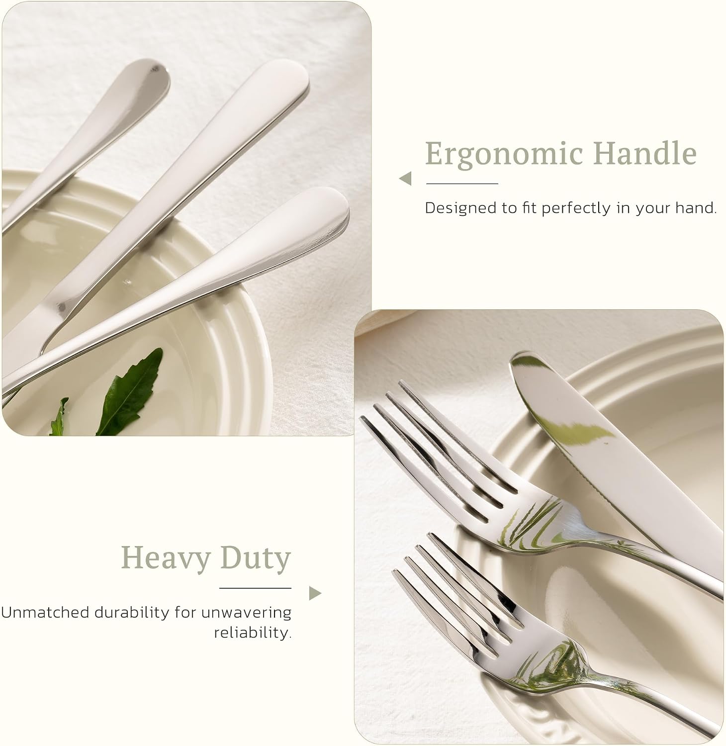 Astercook 49-Pieces Silverware Set with Steak Knives, Tableware Set for 8 - Great Food-Grade Stainless Steel Flatware Set, Mirror-Polished Dining Utensil Set Perfect for Home & Restaurant