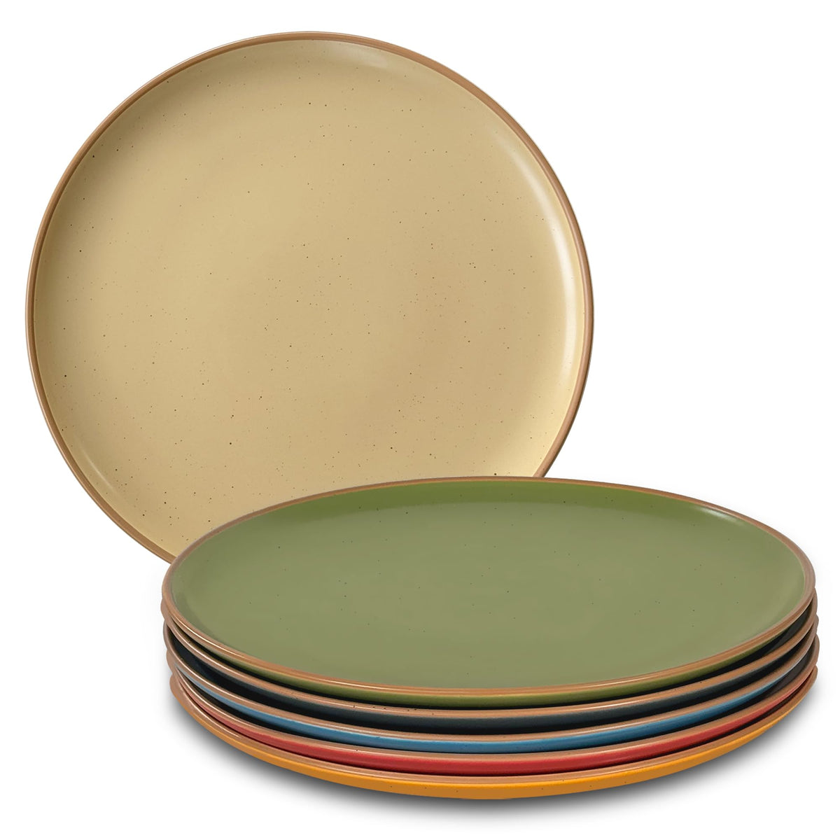 Mora Ceramic Dinner Plates Set of 6, 10 inch Dish Set - Microwave, Oven, and Dishwasher Safe, Scratch Resistant, Modern Rustic Dinnerware- Kitchen Porcelain Serving Dishes - Vanilla White