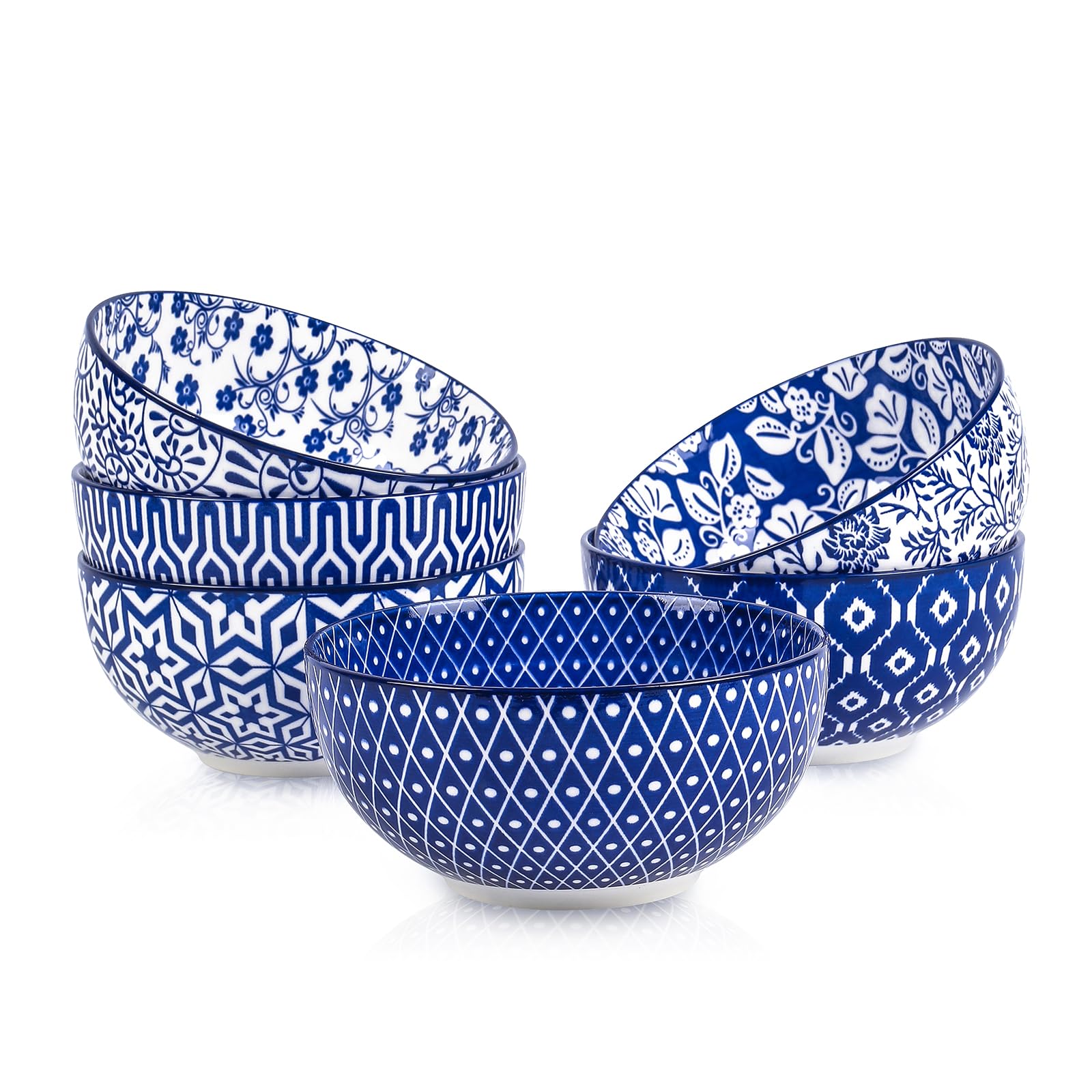 Selamica Ceramic Cereal Bowls Set of 6, 24 Oz Deep Soup Bowls for Kitchen | 5.9 Inch Dessert Bowls for Salad, Pasta, Oatmeal, Ramen, Microwave Dishwasher Safe, Assorted Colors