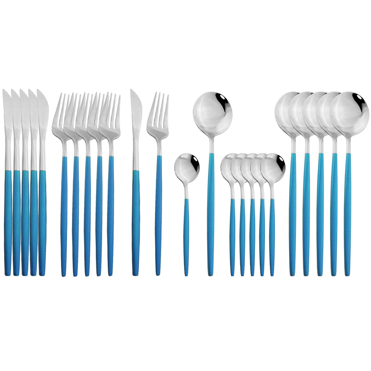 JASHII 24 Pieces Silverware Flatware Cutlery Set, Stainless Steel Tableware Silverware-Service for 6 Dishwasher Safe Full Set Flatware Durable (Silver)