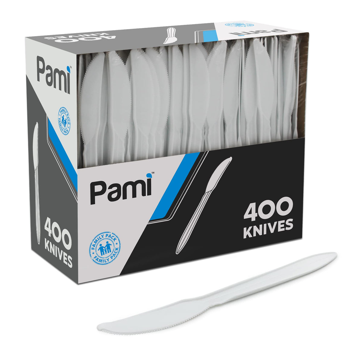 PAMI Medium Weight Disposable Plastic Soup Spoons,White,Bulk Party Pack,400