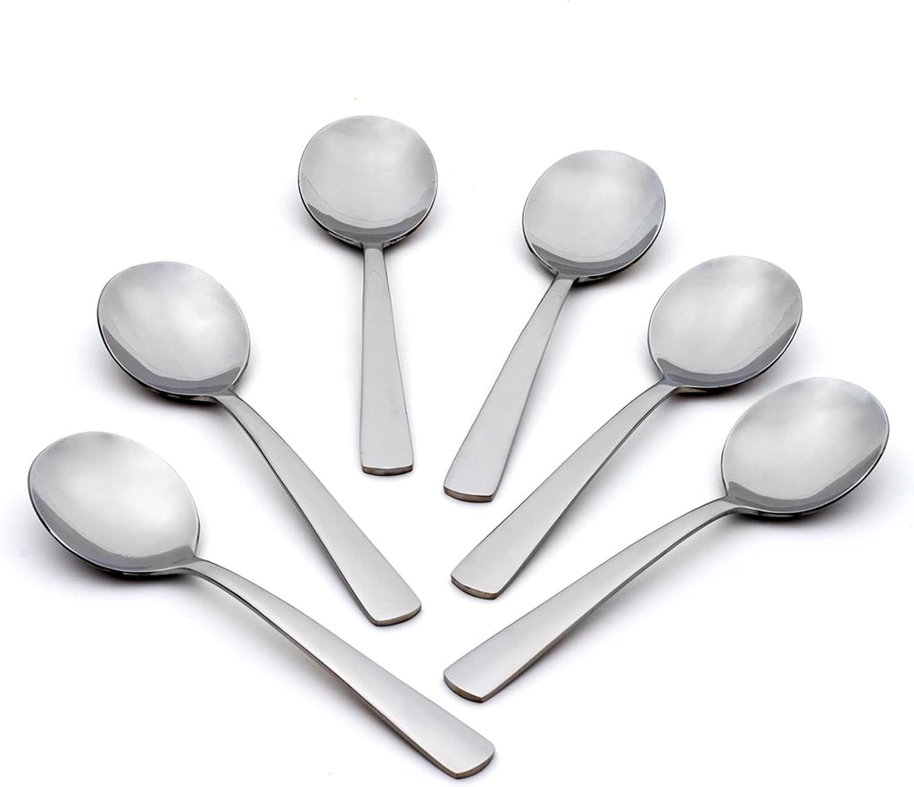 Oneida Aptitude Soup Spoons Silverware Set for 6, Flatware | 18/0 stainless steel, mirror finish | 6.7 inch length | dishwasher safe, cutlery set, utensil set, gift