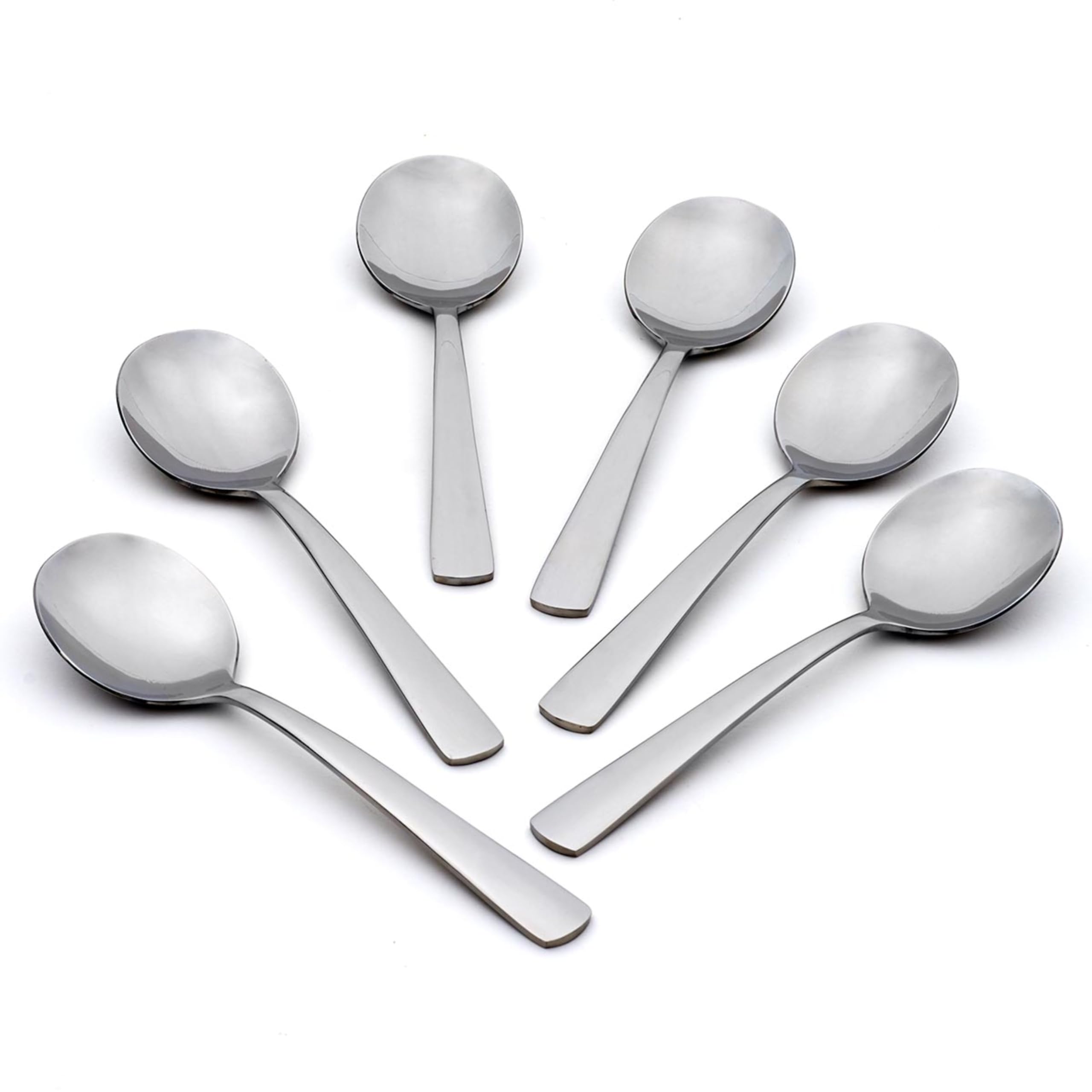 Oneida Aptitude Soup Spoons Silverware Set for 6, Flatware | 18/0 stainless steel, mirror finish | 6.7 inch length | dishwasher safe, cutlery set, utensil set, gift