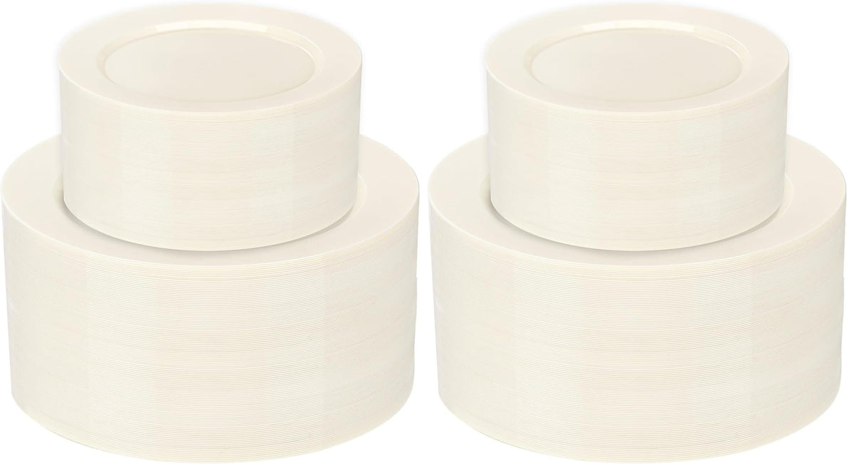 102 Pcs Gold Plastic Plates, Premium Disposable Gold Plates | Gold Rimmed Plastic Plates, BPA Free, Perfect for Wedding, Holidays, Party, 51 Dinner(10.25’’) & 51 Dessert(7.5’’) Plates