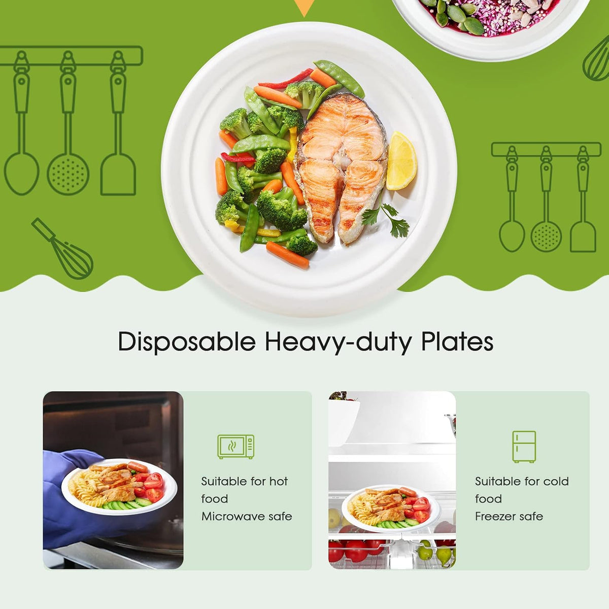 10 in 150 Pack White Compostable Disposable Paper Plates for Party | Heavy Duty, Biodegradable, Made of Eco-friendly Sugarcane Bagasse, Ideal for Dinner, Picnic, Wedding, Birthday, Daily use
