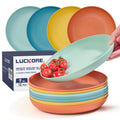 Luckore 10 Inch Wheat Straw Plates Deep Dinner Plates Set of 8 Unbreakable | Dinner Plates Dishes Alternative for Plastic Microwave and Dishwasher Safe for Kitchen with 4 Colors Classic Bright