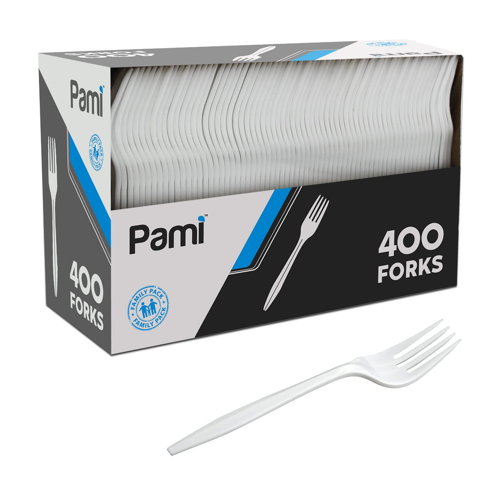 PAMI Medium Weight Disposable Plastic Soup Spoons,White,Bulk Party Pack,400