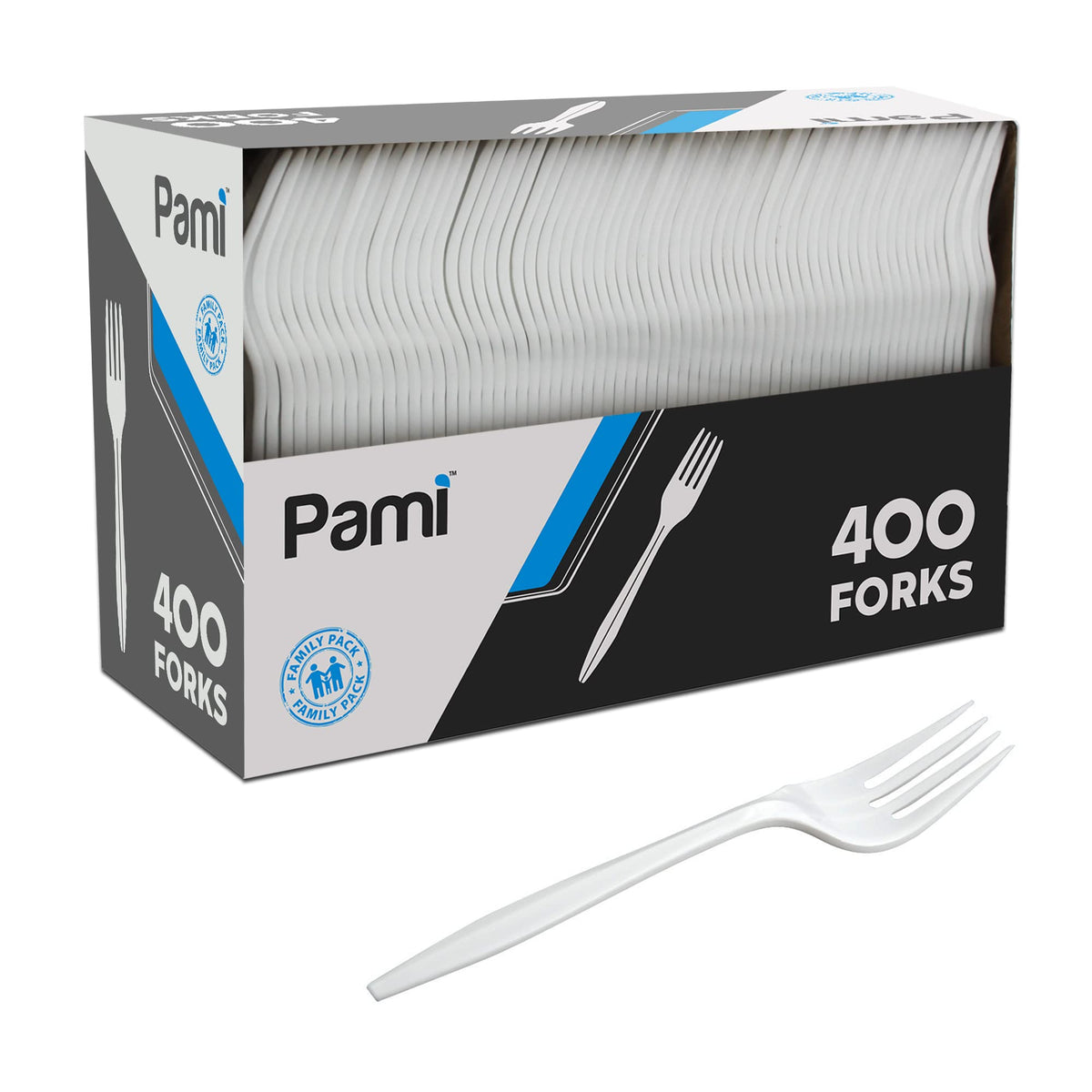 PAMI Medium Weight Disposable Plastic Soup Spoons,White,Bulk Party Pack,400