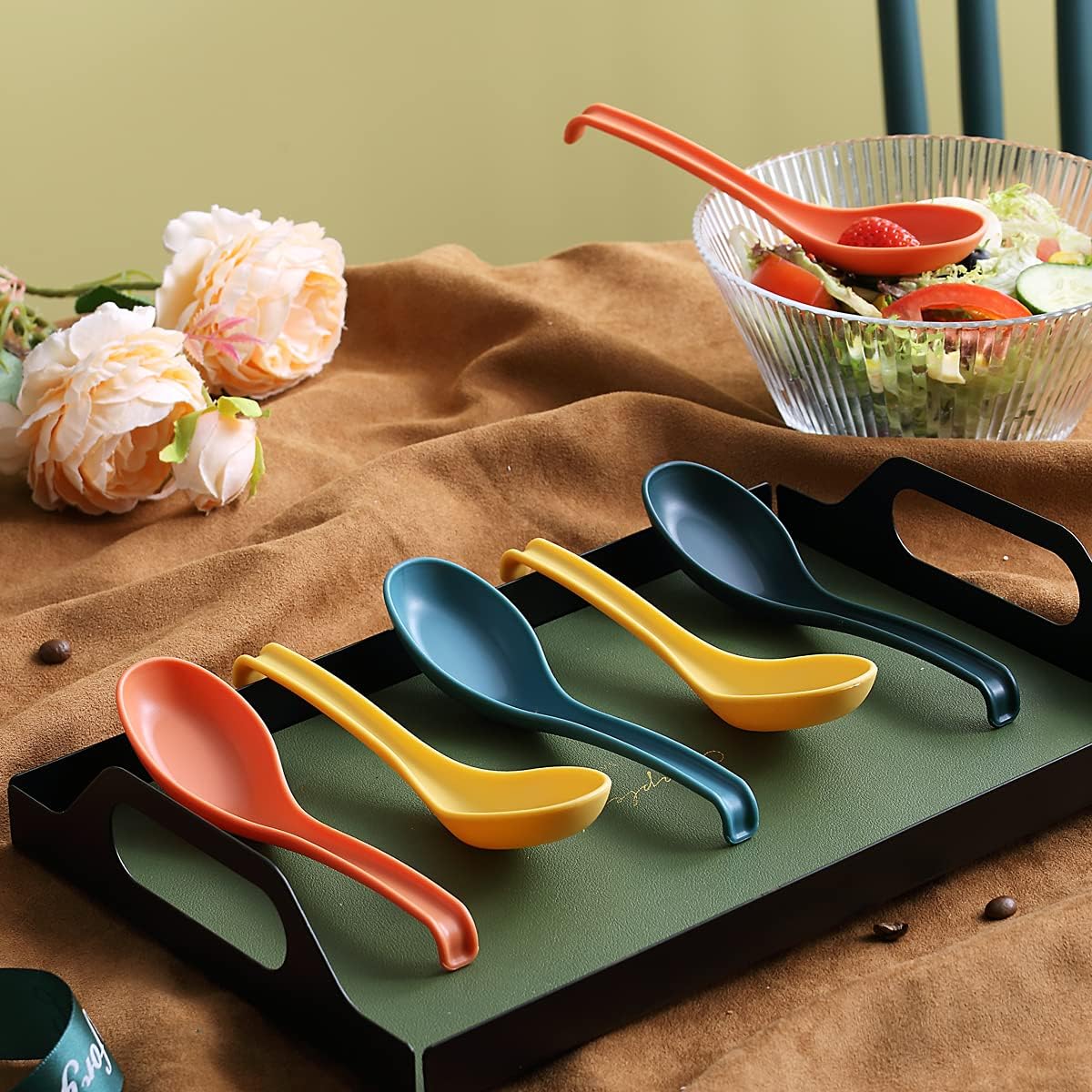 Evanda Soup Spoon, ECO Friendly Dinner Spoon,Made of Food Grade PP, BPA Free,Easy Clean,Dishwasher Safe Set of 12(Mix Color)