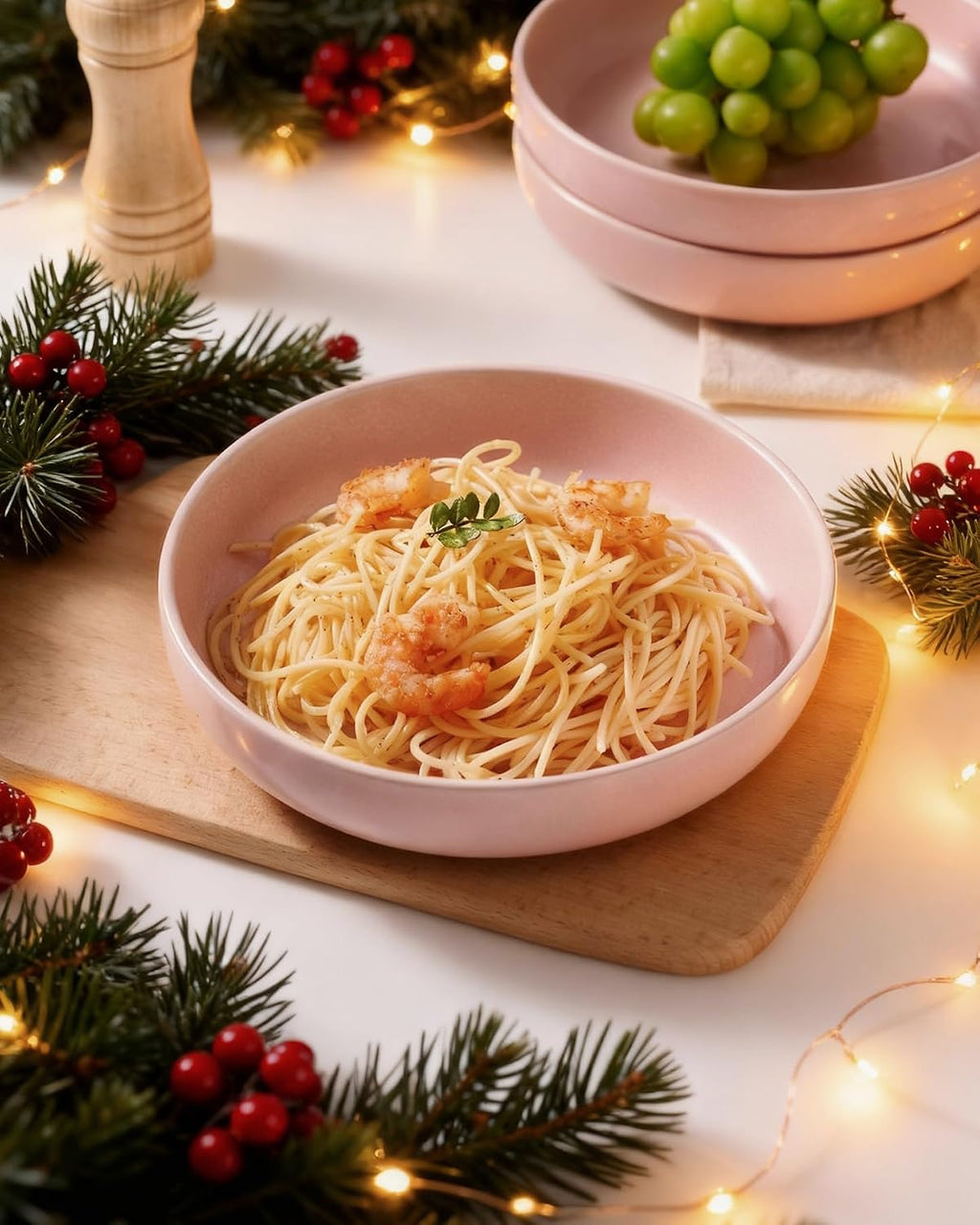 famiware Milkyway 33 oz Pasta Bowls Set of 4, Light Pink | Double Reactive Glaze, Scratch-Resistant Stoneware Salad Bowls, Stackable, Dishwasher & Microwave Safe, Lead-Free