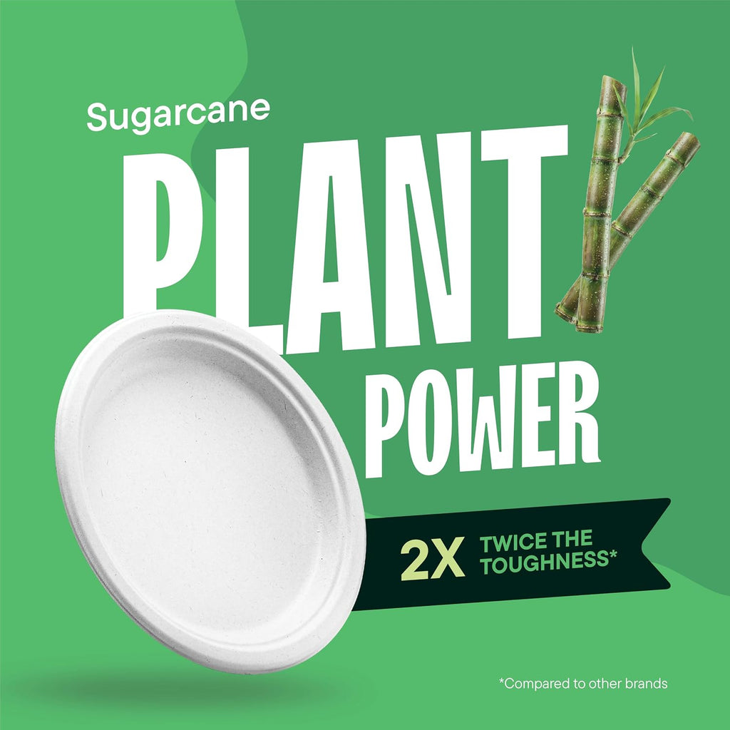 100% Compostable Paper Plates, Heavy Duty Disposable Plates [125-Pack] 9 Inch Plates - Eco-Friendly, Biodegradable Sugarcane Bagasse, Natural White 9" Sturdy Dinner Paper Plate Disposable | Eco-Friendly Biodegradable Sugarcane Bagasse Sturdy Dinner Plate