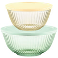 Pyrex Colors (3-Pack) Sculpted Tinted Glass Mixing Bowls with Plastic Lids