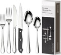Astercook 49-Pieces Silverware Set with Steak Knives, Tableware Set for 8 - Great Food-Grade Stainless Steel Flatware Set, Mirror-Polished Dining Utensil Set Perfect for Home & Restaurant