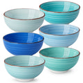 vancasso Bonita Cereal Bowls Set of 6-27 Oz Ceramic Soup Bowls, Microwave & Dishwasher Safe, 6 Inch Colorful Serving Bowls for Kitchen