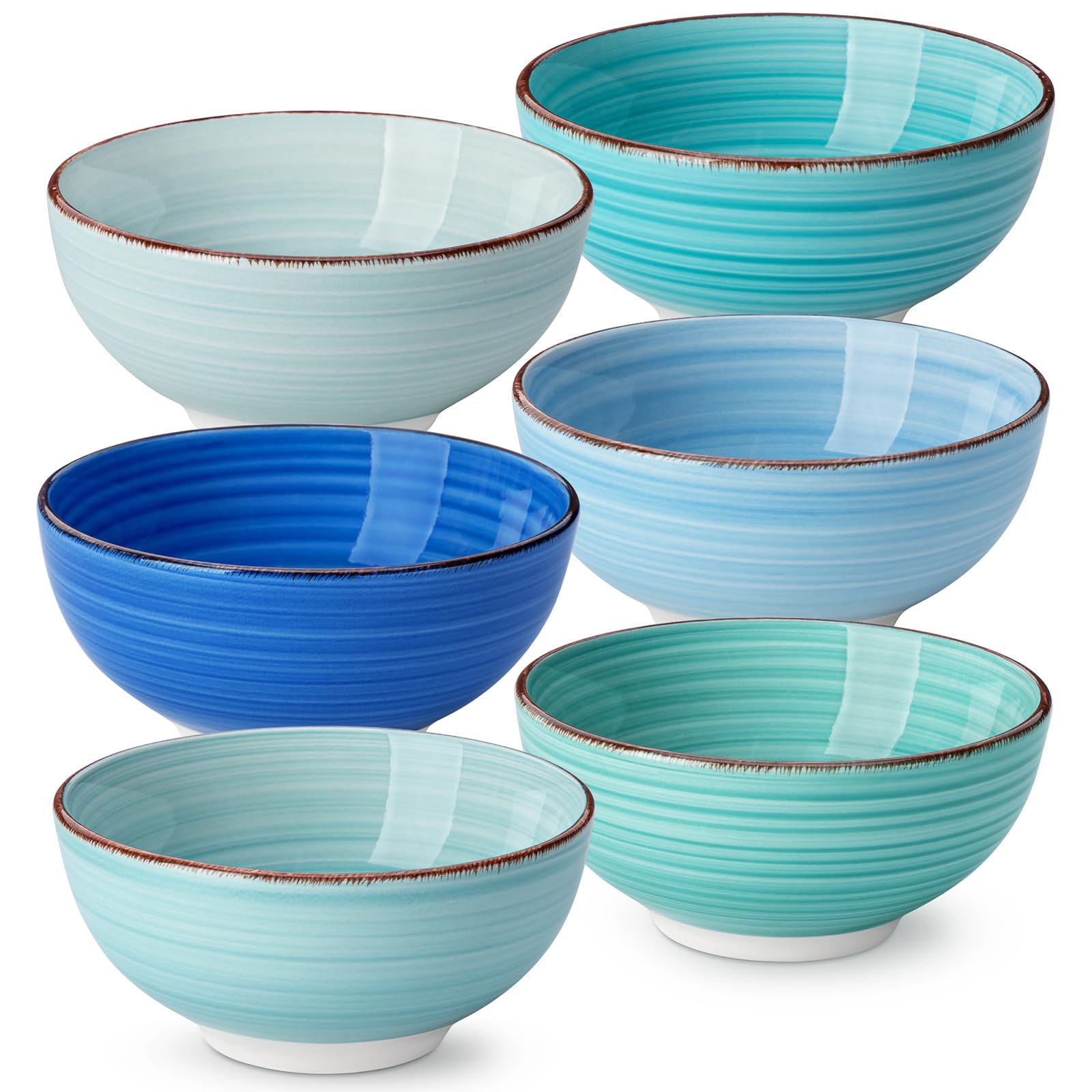 vancasso Bonita Cereal Bowls Set of 6-27 Oz Ceramic Soup Bowls, Microwave & Dishwasher Safe, 6 Inch Colorful Serving Bowls for Kitchen