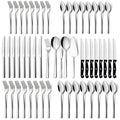 HaWare 53-Piece Silverware Set with Steak Knives and Serving Utensils | Stainless Steel Flatware, Food Grade Cutlery Set, For Home Kitchen, Dishwasher Safe