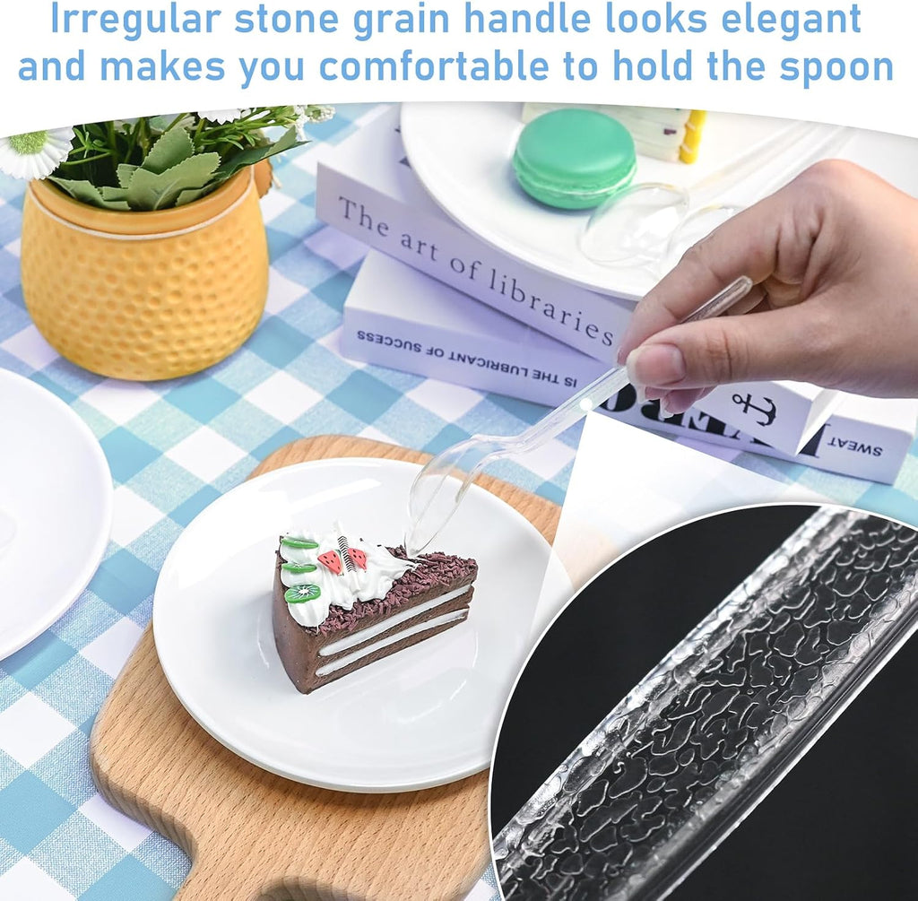 EcoDispose 100 Count Disposable Clear Plastic Spoons, Heavy Duty Cutlery | Heat Resistant, BPA-Free, Durable Plastic Silverware, for Catering Party Event Supply