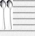 Nuogo 200 Pieces Soup Spoons Stainless Steel Round Soup Spoons Bulk Mirror Polished Silverware for Bouillon Dessert Cereal Ramen Pho Wonton Dumpling Noodles Home Restaurant Kitchen, Dishwasher Safe