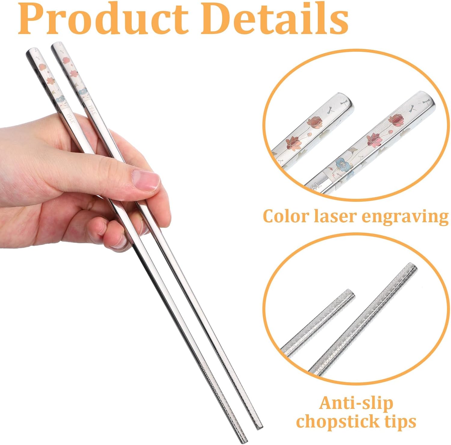 Travel Utensils Stainless Steel Fork Spoon and Chopsticks Set Korean Utensil Sets Reusable Utensils Set with Case Dishwasher Safe for Camping and Office