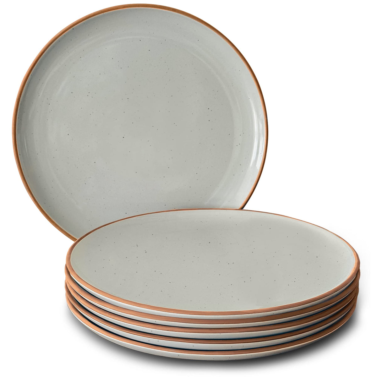 Mora Ceramic Dinner Plates Set of 6, 10 inch Dish Set - Microwave, Oven, and Dishwasher Safe, Scratch Resistant, Modern Rustic Dinnerware- Kitchen Porcelain Serving Dishes - Vanilla White