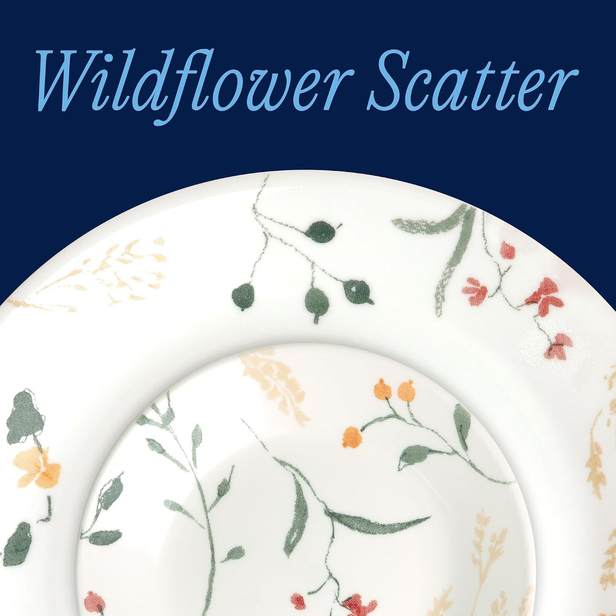 Corelle Vitrelle 18 Piece Glass Dinnerware Sets Service for 6, Triple Layer Chip & Crack Resistant Glass Plate and Bowl Sets, Wildflower