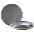 Ceramic Dinner Plates Set of 4 with High Edges, 10 Inch Glacier White Plates for Salad, Pasta and Steak, Oven＆Dishwasher Safe, Stoneware Plates with Matte Terracotta Base, Porcelain,Scratch Resistant