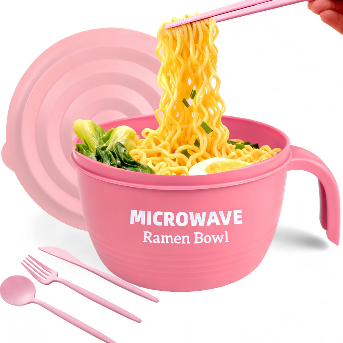 Layron Large Ramen Bowl, Ramen Noodle Bowls Microwavable 45 oz, Ramen Cooker, Microwave Pasta Cooker, Ramen Bowl Microwave Gift for College Male Female Dorm Room (black)