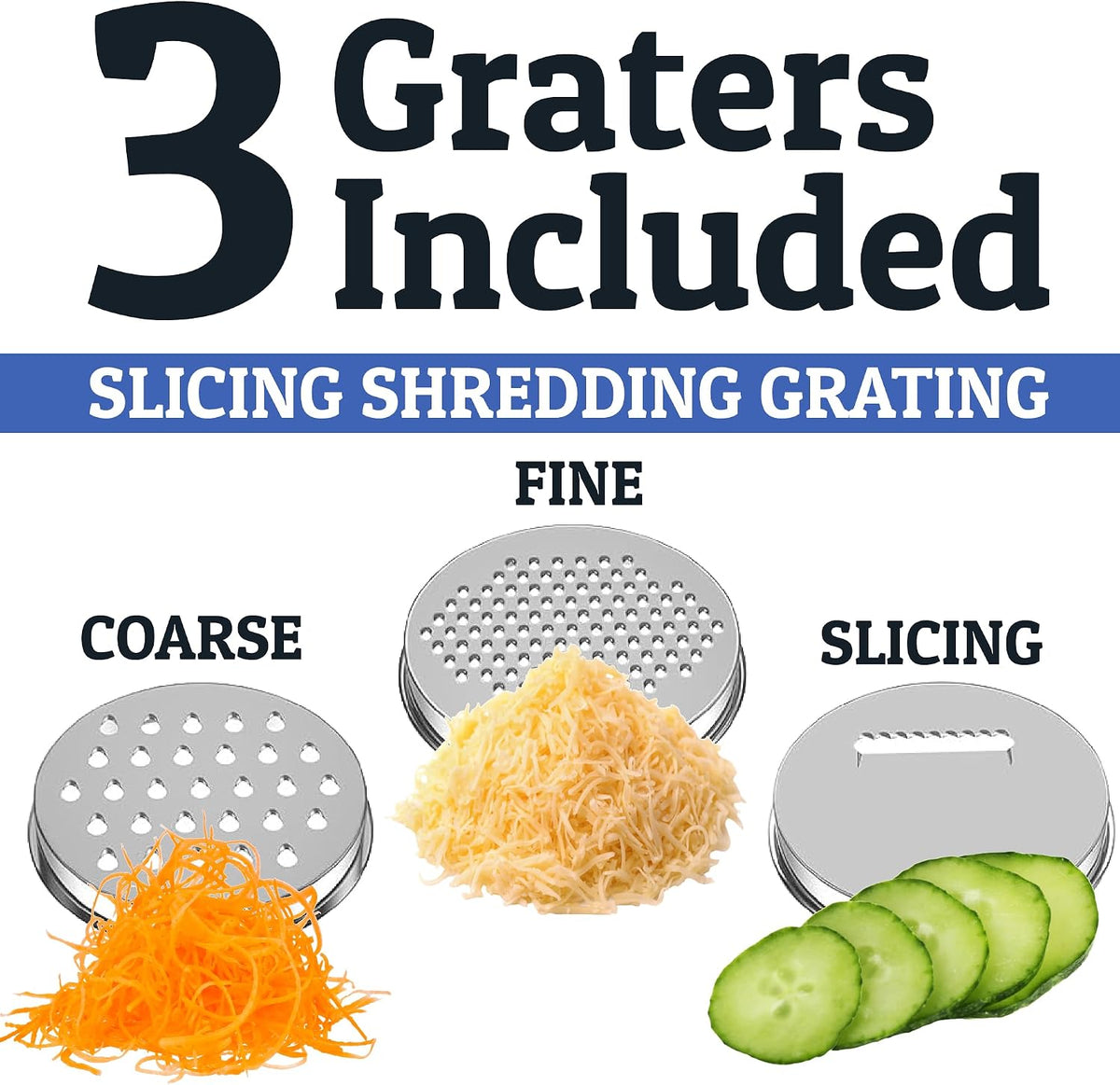 Stainless Steel Mixing Bowls with Lids Set, 3 Grater Attachments, Airtight Lids, Non-Slip Silicone Base Mixing Bowl Set, Large Prep Metal Mixing Bowls for Kitchen, Black