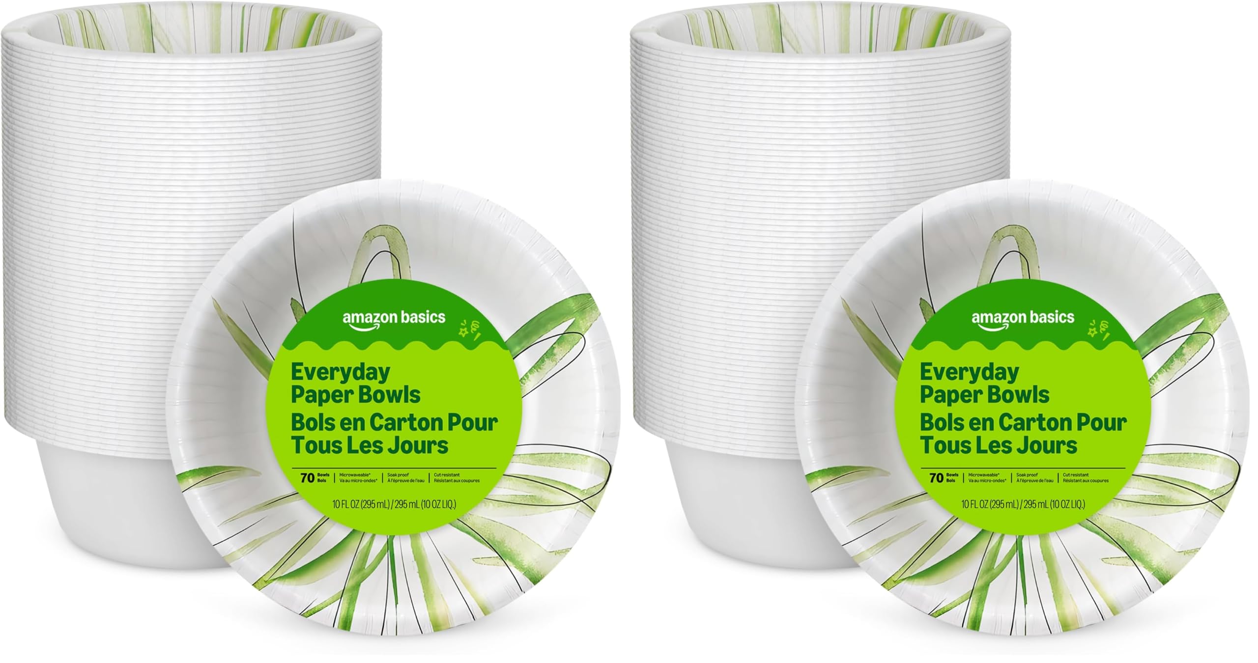 Amazon Basics Everyday Paper Bowls, 10 Oz, Disposable, 70 Count, White, Packaging May Vary