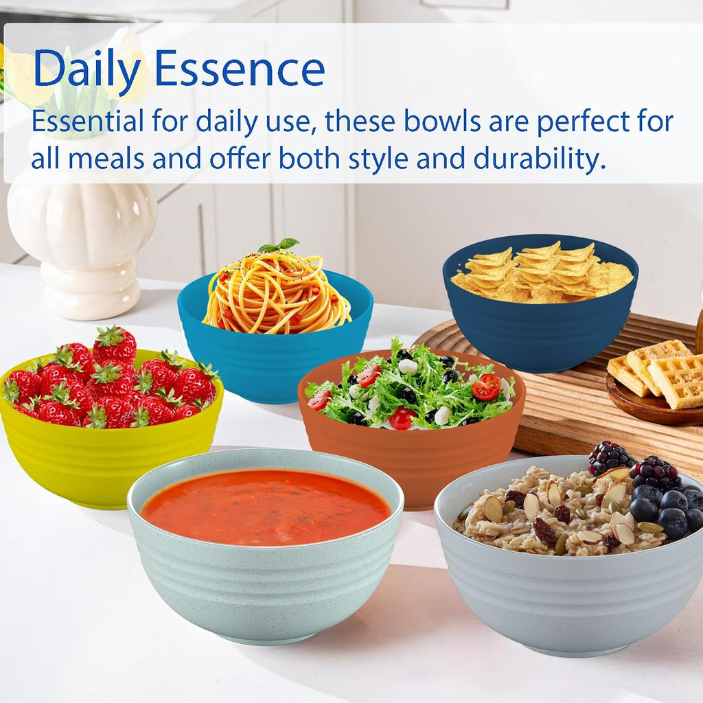 Unbreakable Cereal Bowls 25 OZ Microwave and Dishwasher Safe BPA-Free Bowl Dessert Bowls for Serving Soup, Oatmeal, Pasta and Salad [Set of 6]