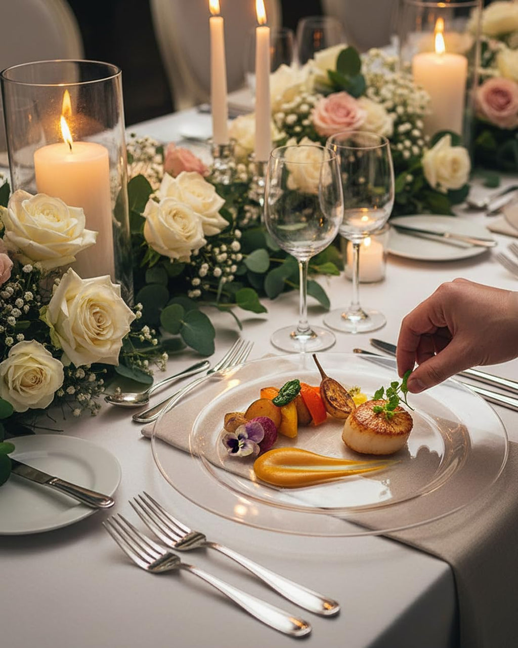 bUCLA 100Pieces Clear Plastic Plates -10.25inch Disposable Dinner Plates- Premium Weddings& Party Plates
