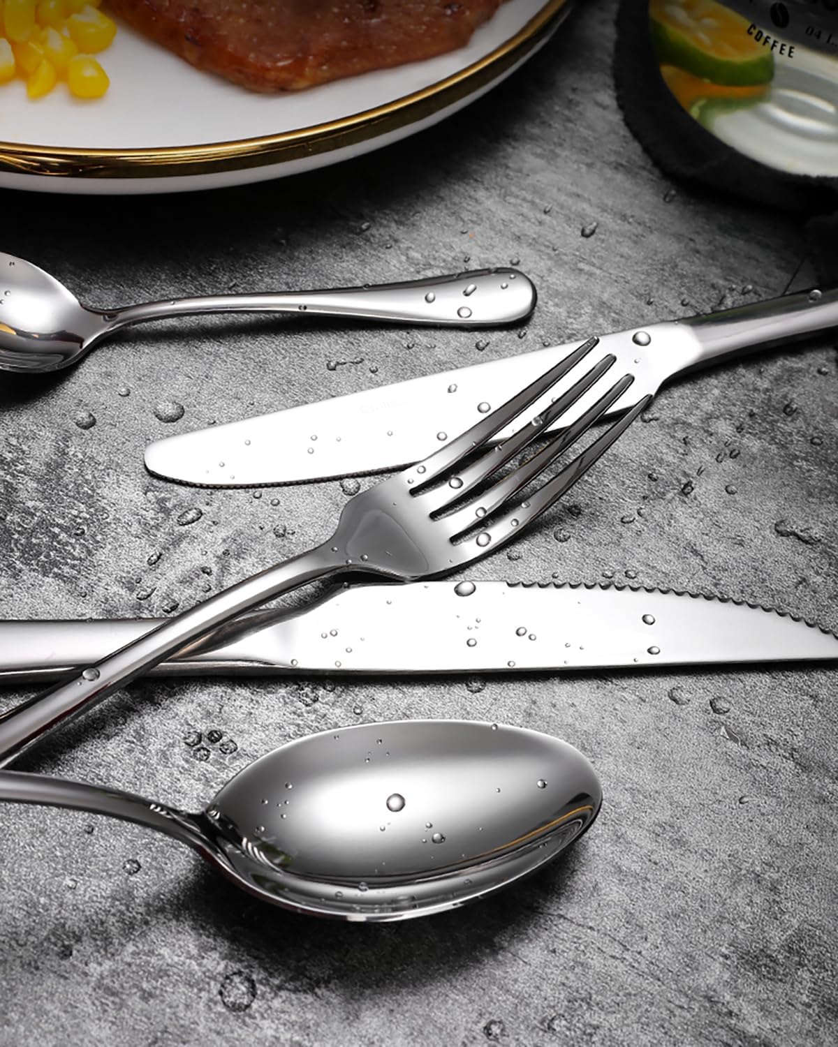 EUIRIO 72-Piece Silverware Set with Steak Knives, Heavy Duty Stainless Steel Flatware Set for 12, Food-Grade Tableware Cutlery Set, Utensil Sets for Home Restaurant, Mirror Finish, Dishwasher Safe